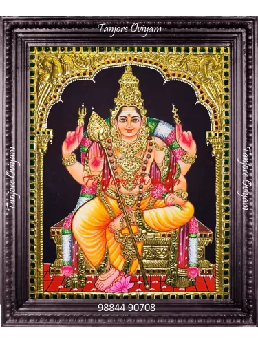 Tanjore Painting Murugan In Seated Position